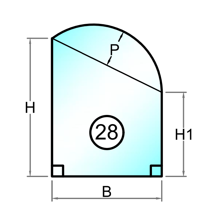 10 mm hærdet glas med granet kant - Figur 28