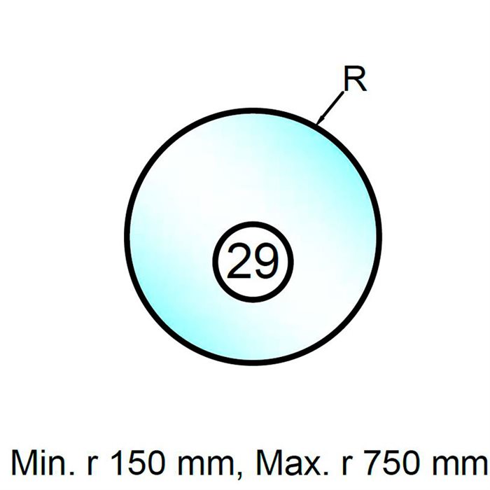 4 mm lavenergiglas firkant med rund - Model 29