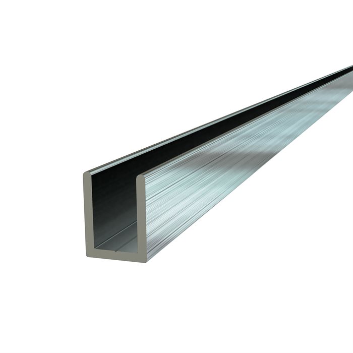 U profil - Børstet stål look - 3660 mm - 19,05x14,3x19,05x2 mm